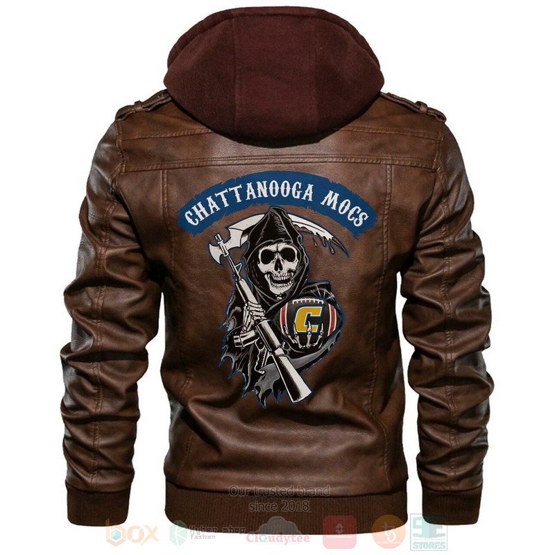 Chattanooga Mocs NCAA Football Sons of Anarchy Brown Motorcycle Leather Jacket