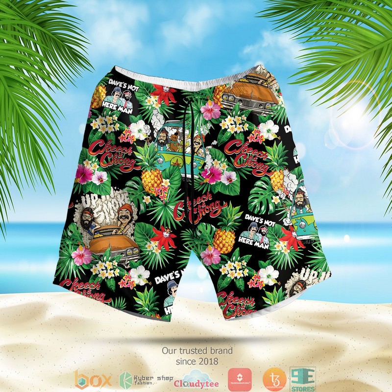 Cheech & Chong Dave's Not Here Man Black Hawaian Summer Outfit 2 Cheech Chong Daves Not Here Man Black Hawaian Summer Outfit 1