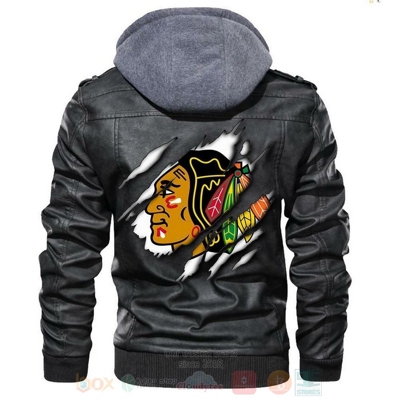 BEST NHL Teams Chicago Blackhawks Sons of Anarchy Black Motorcycle Rider Zipper Jacket Leather 5 Chicago Blackhawks NHL Sons of Anarchy Black Motorcycle Leather Jacket