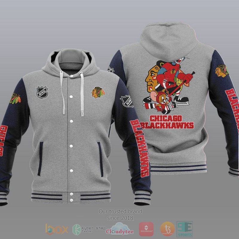 Chicago Blackhawks NHL Tom And Jerry Baseball Hoodie Jacket 1