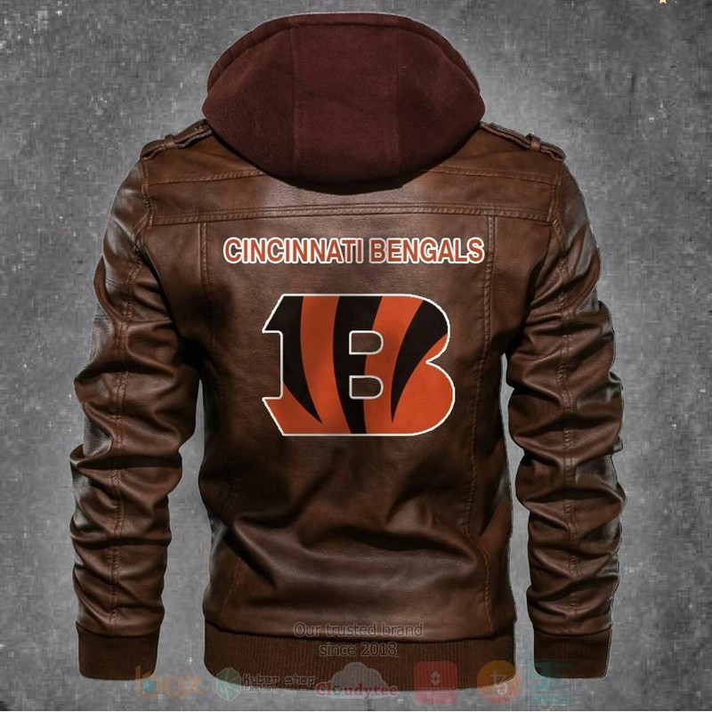 Cincinnati Bengals NFL Football Motorcycle Brown Leather Jacket