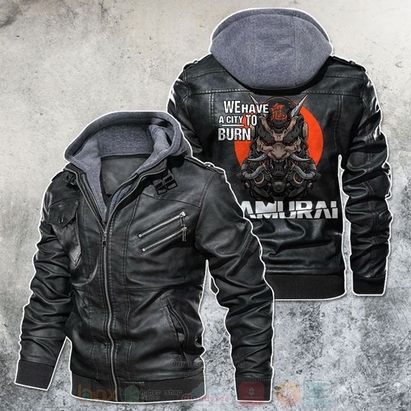 City To Burn Samurai CyberpunkMotorcycle Leather Jacket