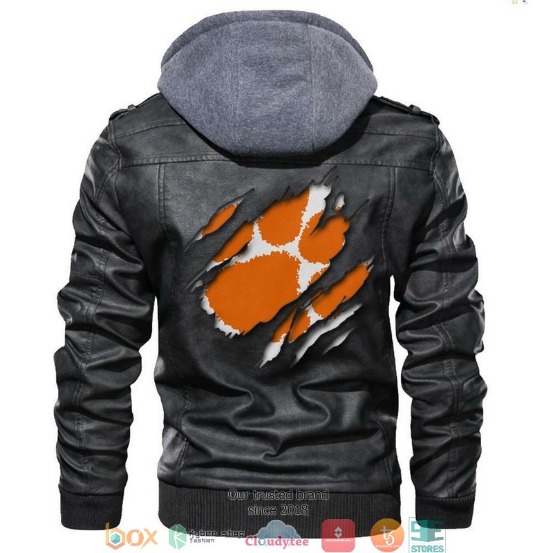 Clemson Tigers NCAA Black Motorcycle Leather Jacket