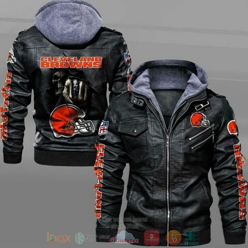 BEST NFL Cleveland Browns Grim Reaper Leather Jacket 2 Cleveland Browns NFL Grim Reaper Leather Jacket 1