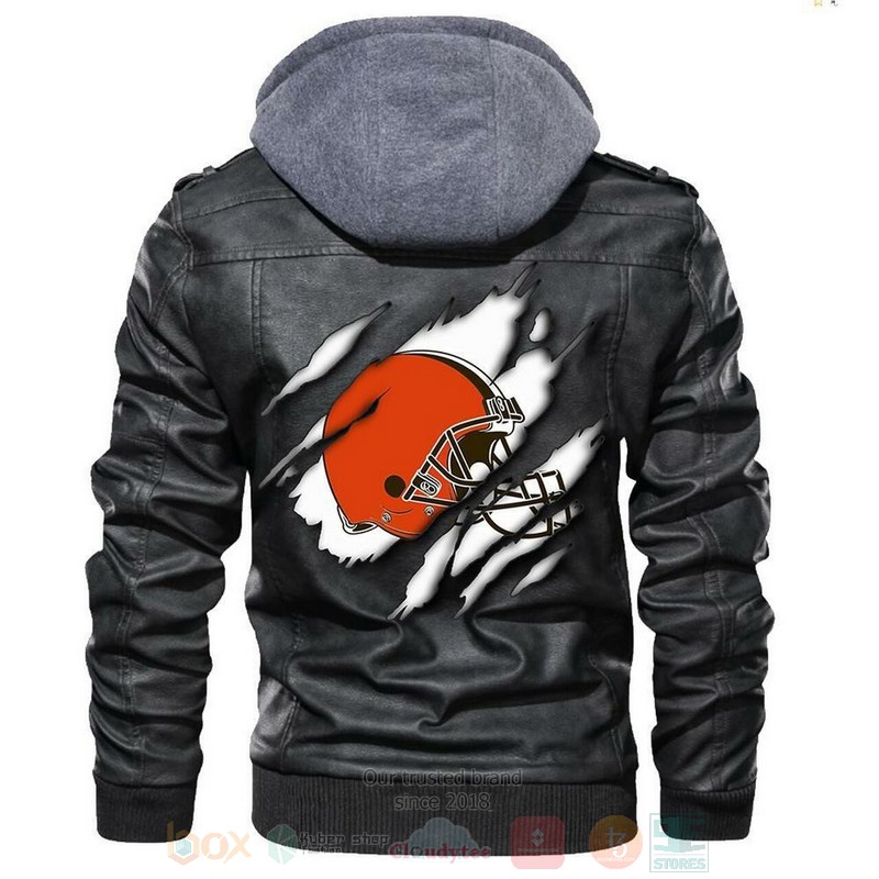 Cleveland Browns NFL Sons of Anarchy Black Motorcycle Leather Jacket