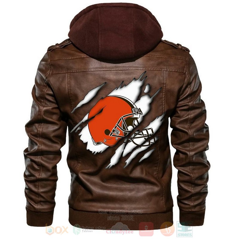 Cleveland Browns NFL Sons of Anarchy Brown Motorcycle Leather Jacket