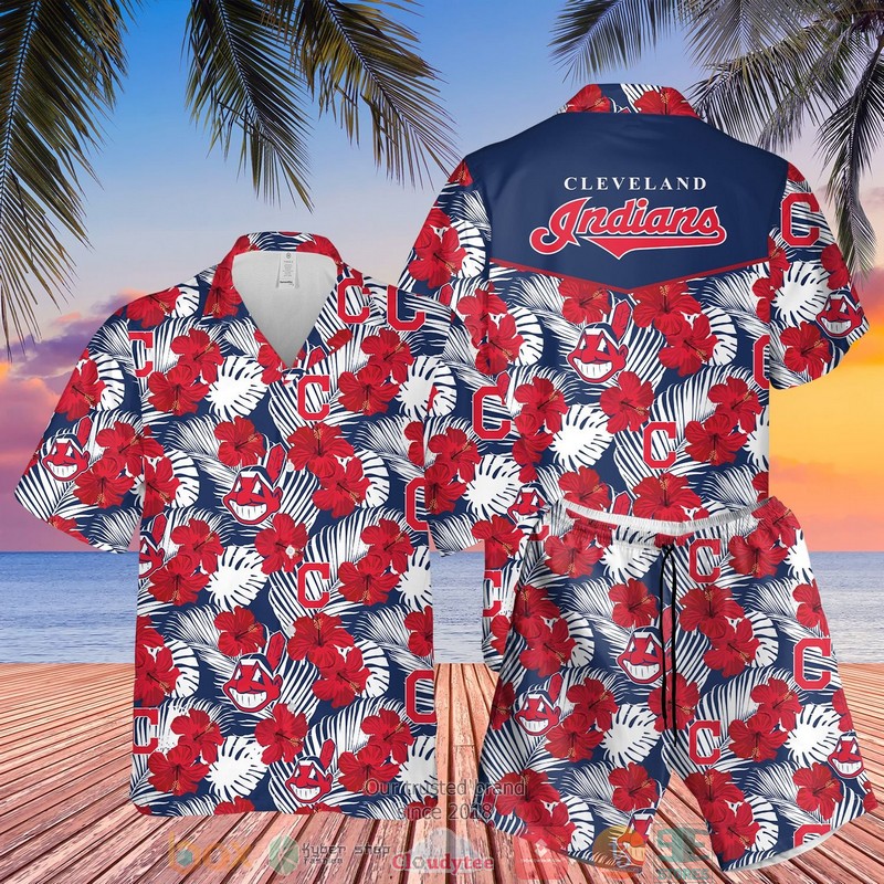 Cleveland Indians MLB Hibiscus Hawaiian Shirt Shorts