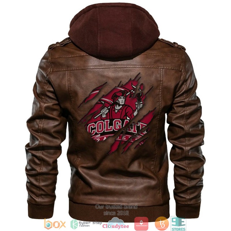 Colgate Raiders NCAA Brown Motorcycle Leather Jacket