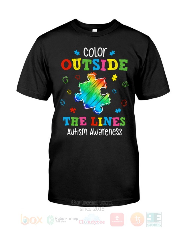 Color Outside The Lines Autism Awareness Hoodie Shirt