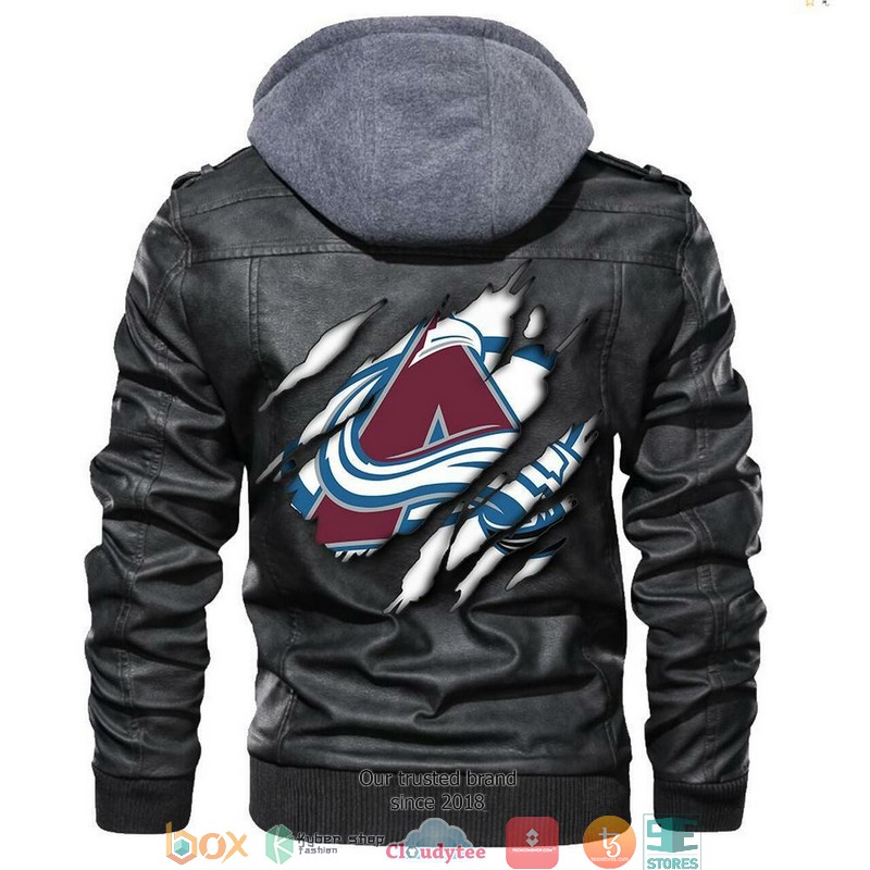 Colorado Avalanche NHL Hockey Sons Of Anarchy Black Motorcycle Leather Jacket