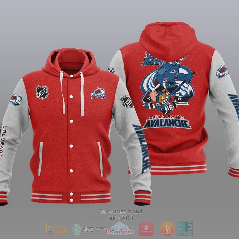 NEW Colorado Avalanche NHL Tom And Jerry Hoodie Baseball Jacket 5 Colorado Avalanche NHL Tom And Jerry Baseball Hoodie Jacket 1 2 3 4