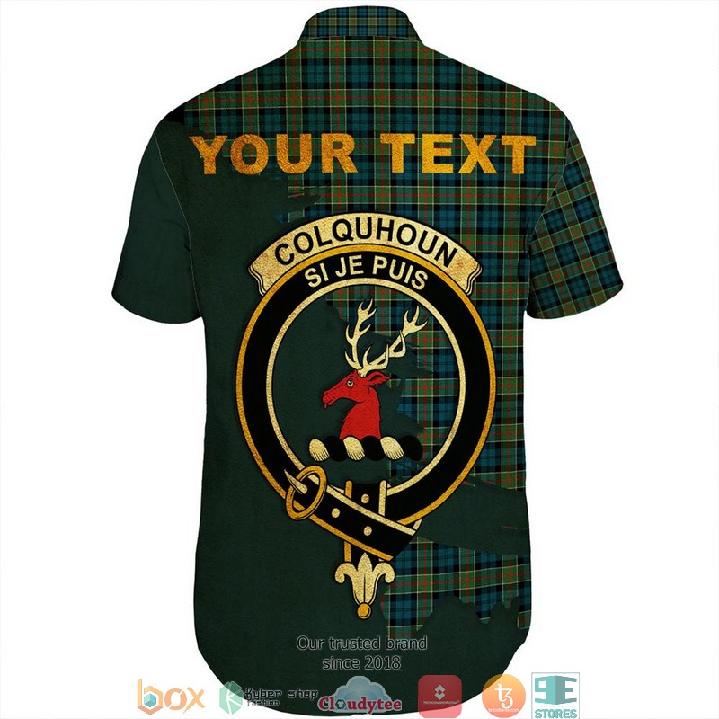 Colquhoun Ancient Tartan Crest Personalized Short Sleeve Hawaiian Shirt 3 Colquhoun Ancient Tartan Crest Personalized Short Sleeve Hawaiian Shirt 1 2