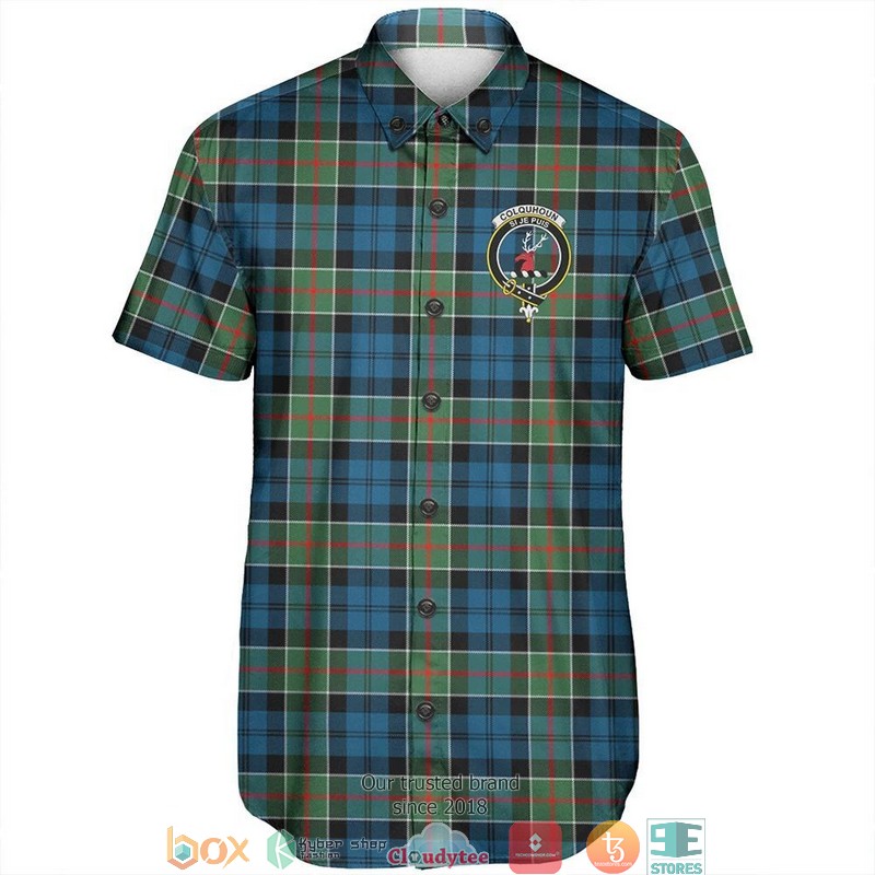 Colquhoun Ancient Tartan Crest Short Sleeve Hawaiian Shirt 2 Colquhoun Ancient Tartan Crest Short Sleeve Hawaiian Shirt 1
