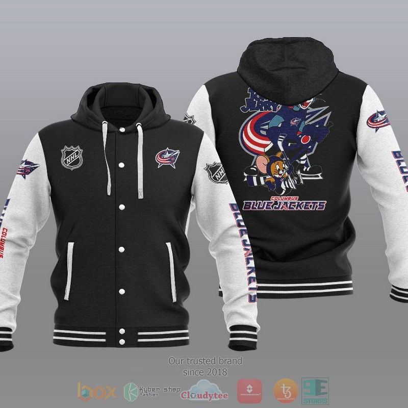 Columbus Blue Hoodie Jackets NHL Tom And Jerry Baseball Hoodie Jacket