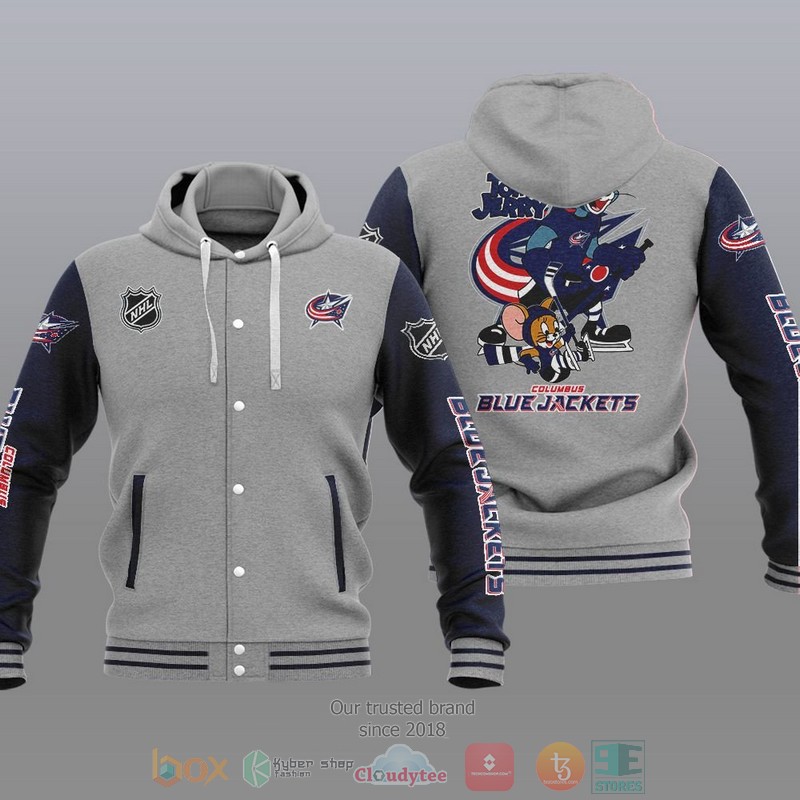 Columbus Blue Hoodie Jackets NHL Tom And Jerry Baseball Hoodie Jacket 1