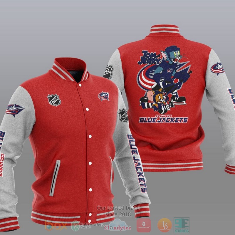 Columbus Blue Jackets NHL Tom And Jerry Baseball Jacket 1 2 3 4