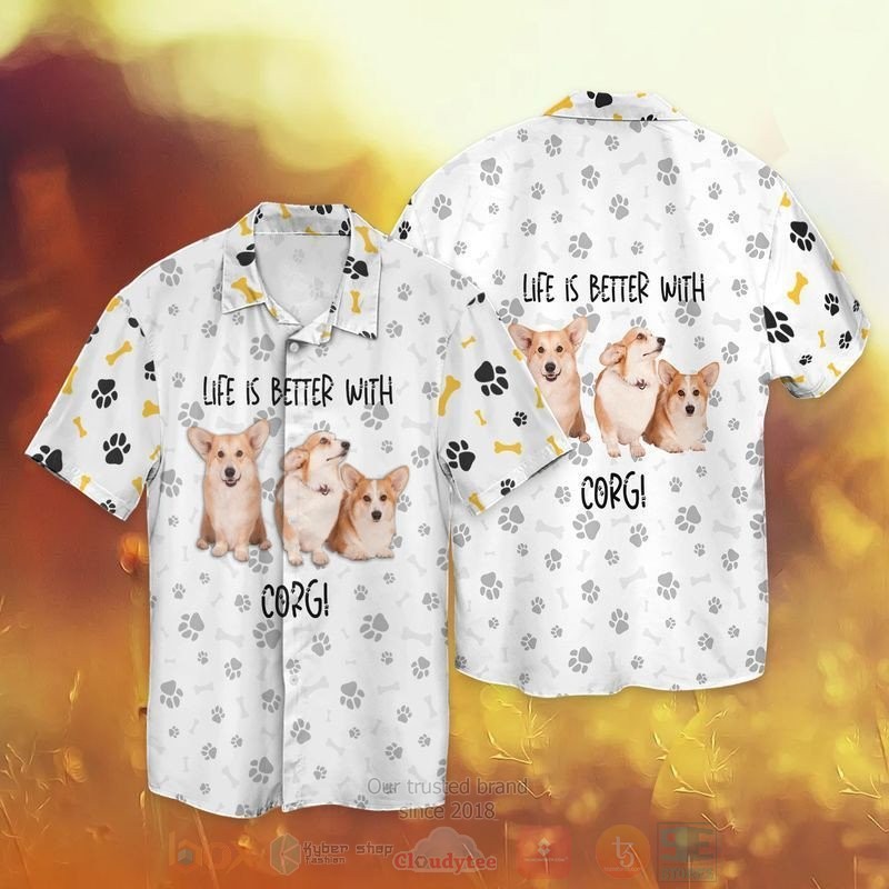 Corgi Dog Life Is Better With Corgi Short Sleeve Hawaiian Shirt