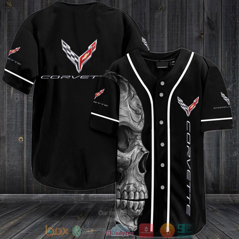 Corvette Skull Black Baseball Jersey