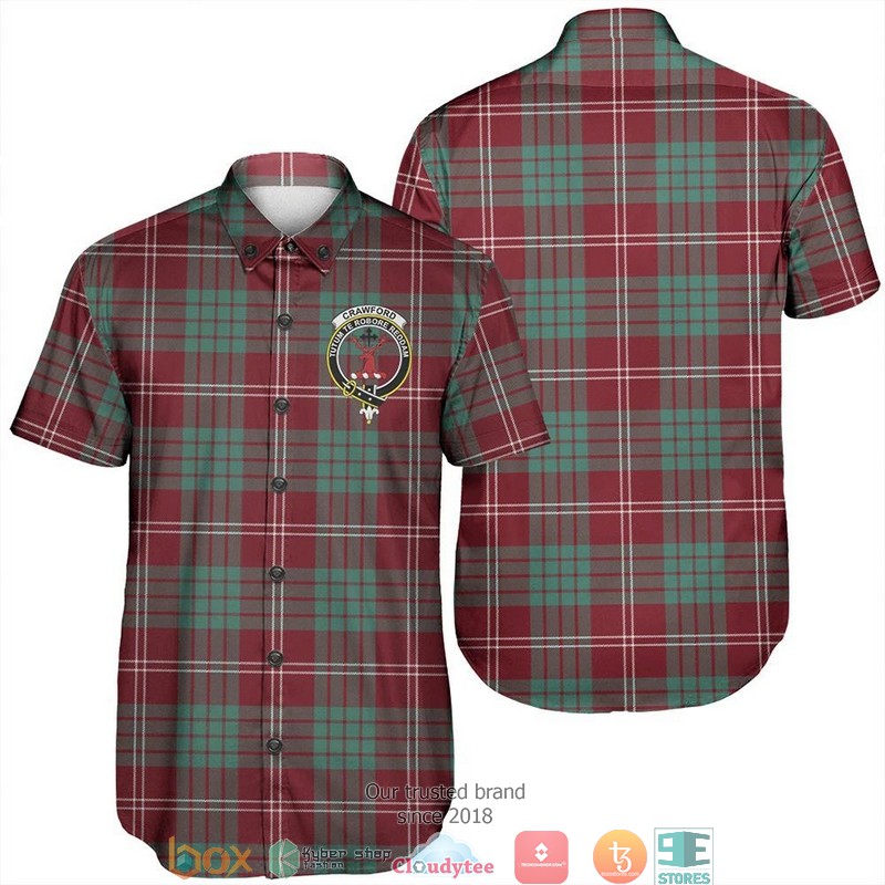 Crawford Modern Tartan Crest Short Sleeve Hawaiian Shirt 7 Crawford Modern Tartan Crest Short Sleeve Hawaiian Shirt