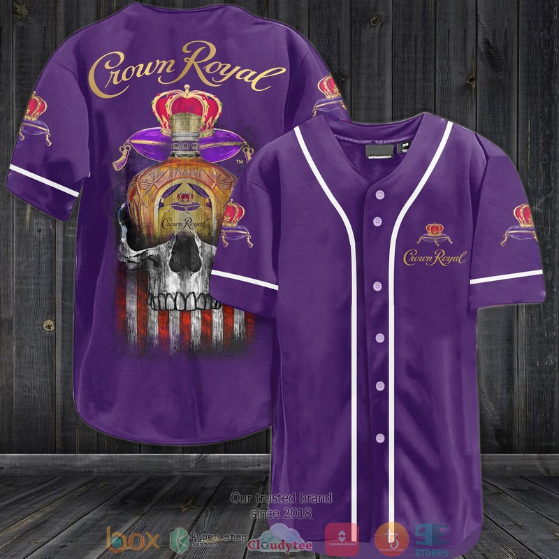 Crown Royal US Flag Skull Purple Baseball Jersey