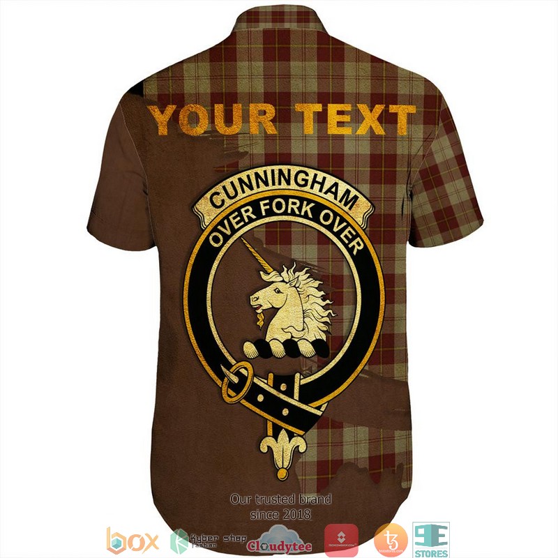 Cunningham Burgundy Dancers Tartan Crest Personalized Short Sleeve Hawaiian Shirt 3 Cunningham Burgundy Dancers Tartan Crest Personalized Short Sleeve Hawaiian Shirt 1 2