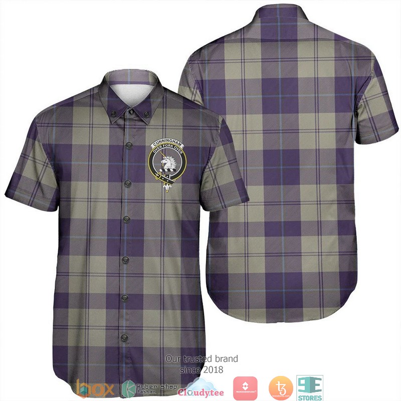 Cunningham Dress Blue Dancers Tartan Crest Short Sleeve Hawaiian Shirt 6 Cunningham Dress Blue Dancers Tartan Crest Short Sleeve Hawaiian Shirt