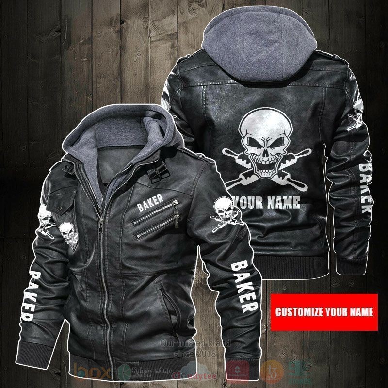 Custom Your Name I Am Baker Skull Leather Jacket