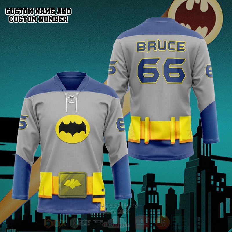 BEST DC Comics Bat Personalized Jersey Hockey 4 DC Comics Bat Personalized Hockey Jersey 1 2 3