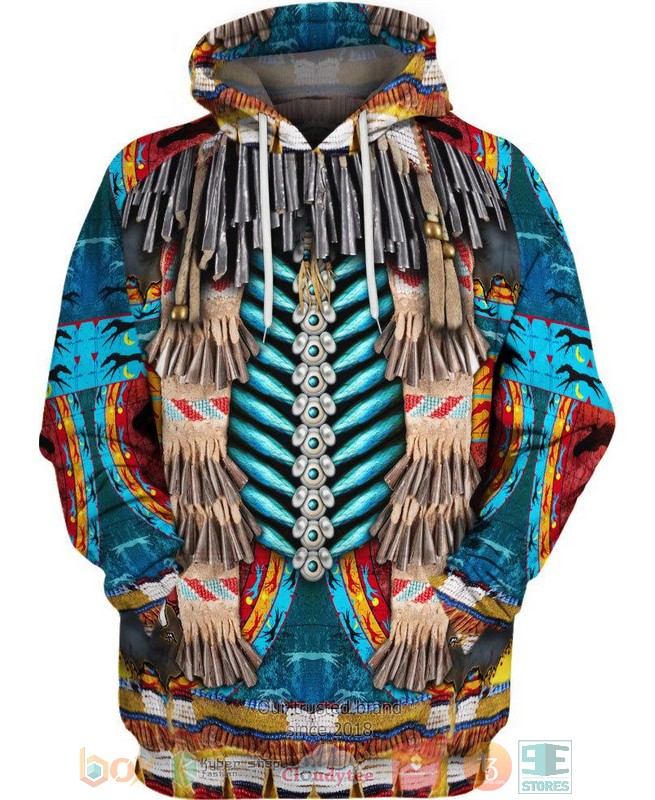 Blue Native Motif 3D Shirt Hoodie