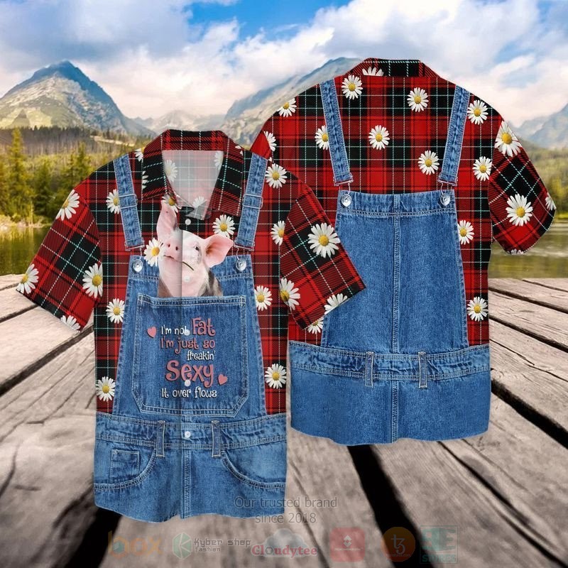 Daisy Flowers Pig Sexy Lovely Short Sleeve Hawaiian Shirt