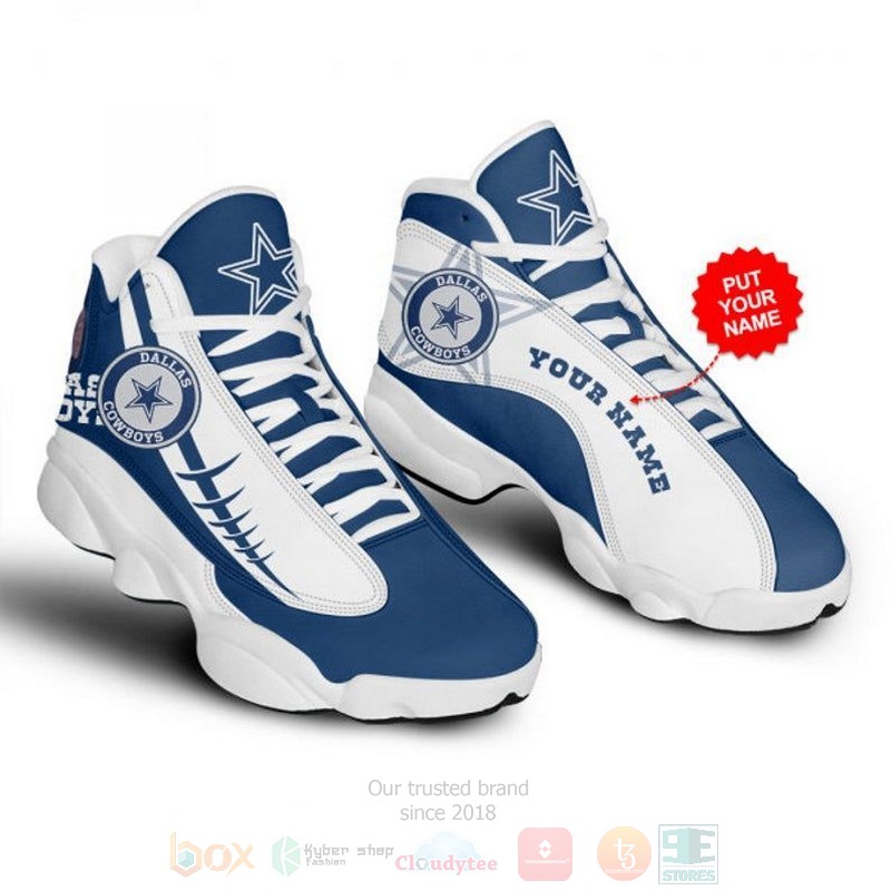 Dallas Cowboys Football NFL Custom Name Air Jordan 13 Shoes