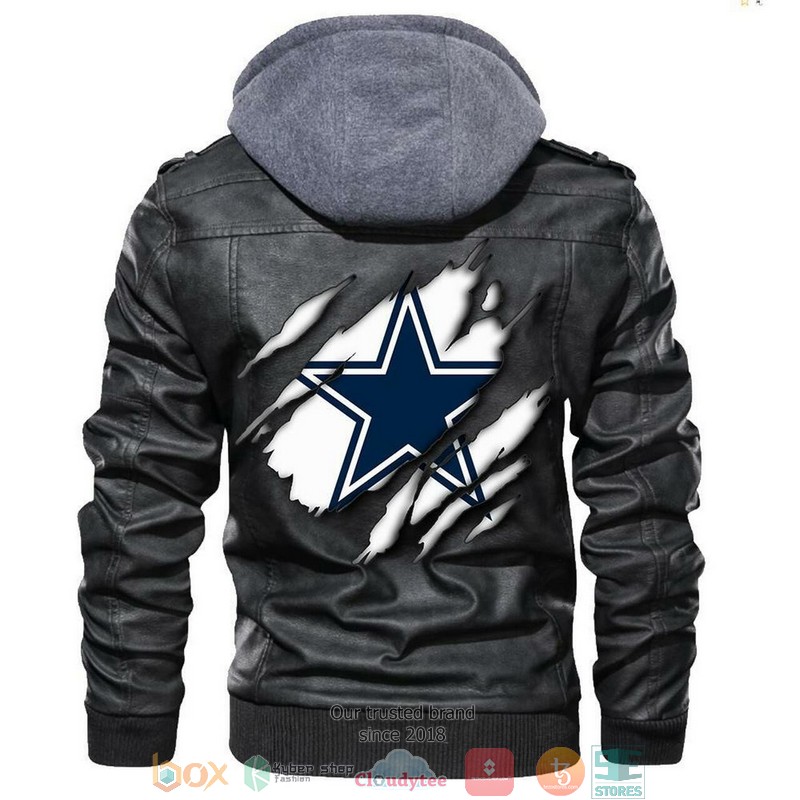 Dallas Cowboys NFL Football Black Motorcycle Men Art Leather Jacket