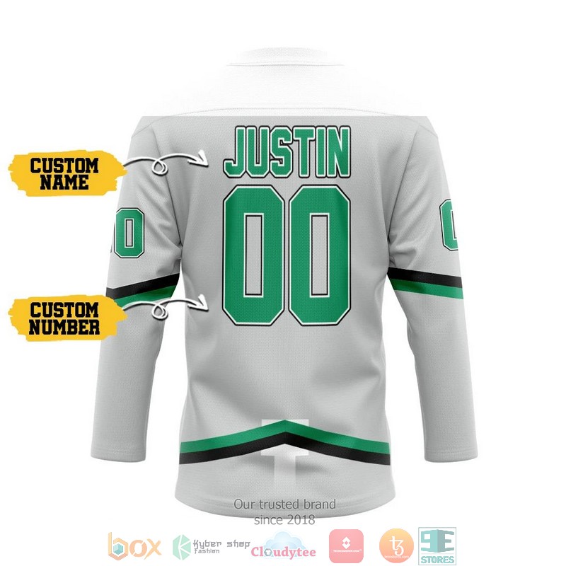 Dallas Star NHL Custom Name and Number Grey Hockey Jersey Shirt 2 Dallas Star NHL Custom Name and Number Grey Hockey Jersey Shirt 1