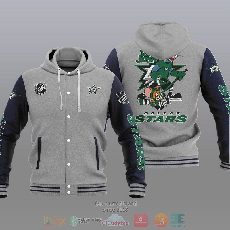 Dallas Stars NHL Tom And Jerry Baseball Hoodie Jacket 1