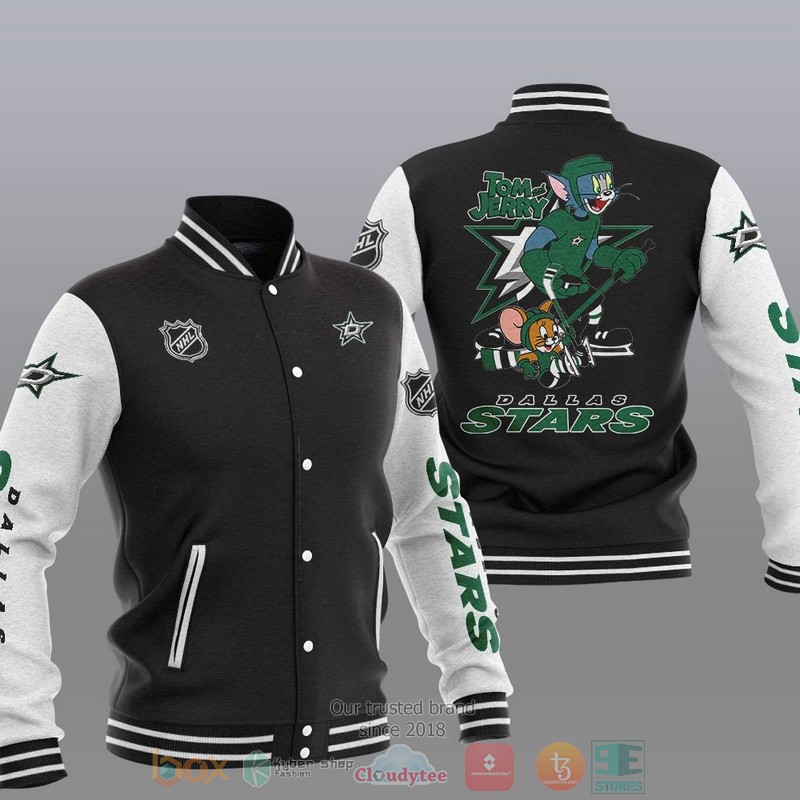 NEW Dallas Stars NHL Tom And Jerry Varsity Baseball Jacket 12 Dallas Stars NHL Tom And Jerry Baseball Jacket