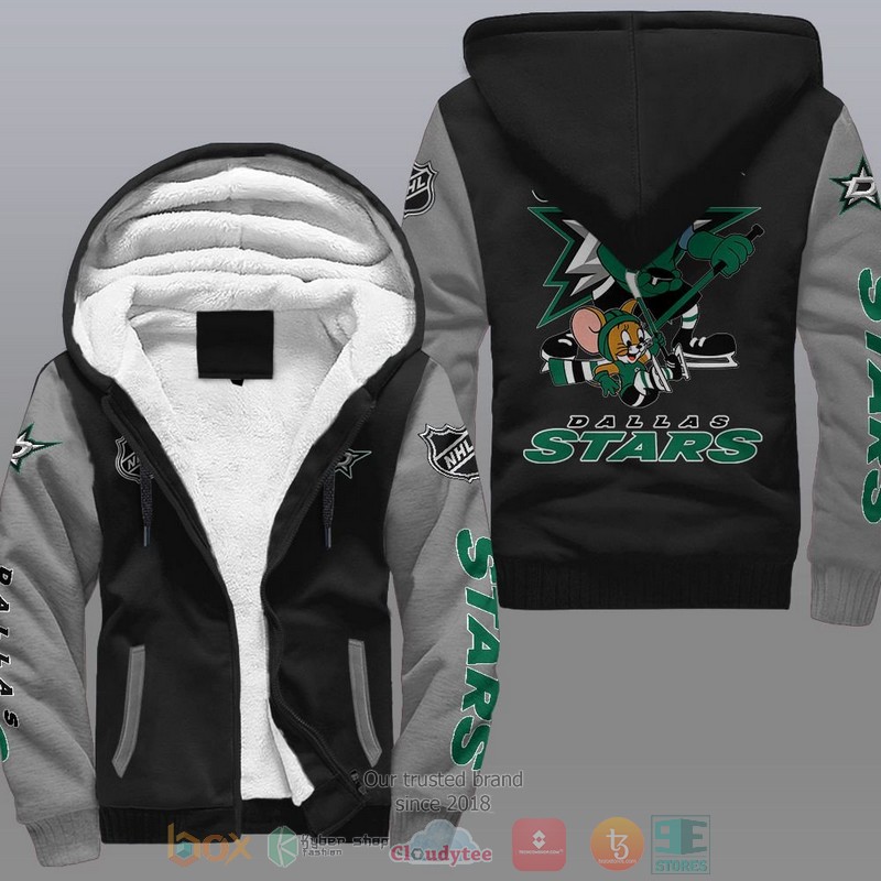 NEW Dallas Stars NHL Tom And Jerry Fleece Hoodie Jacket 2 Dallas Stars NHL Tom And Jerry Fleece Hoodie 1
