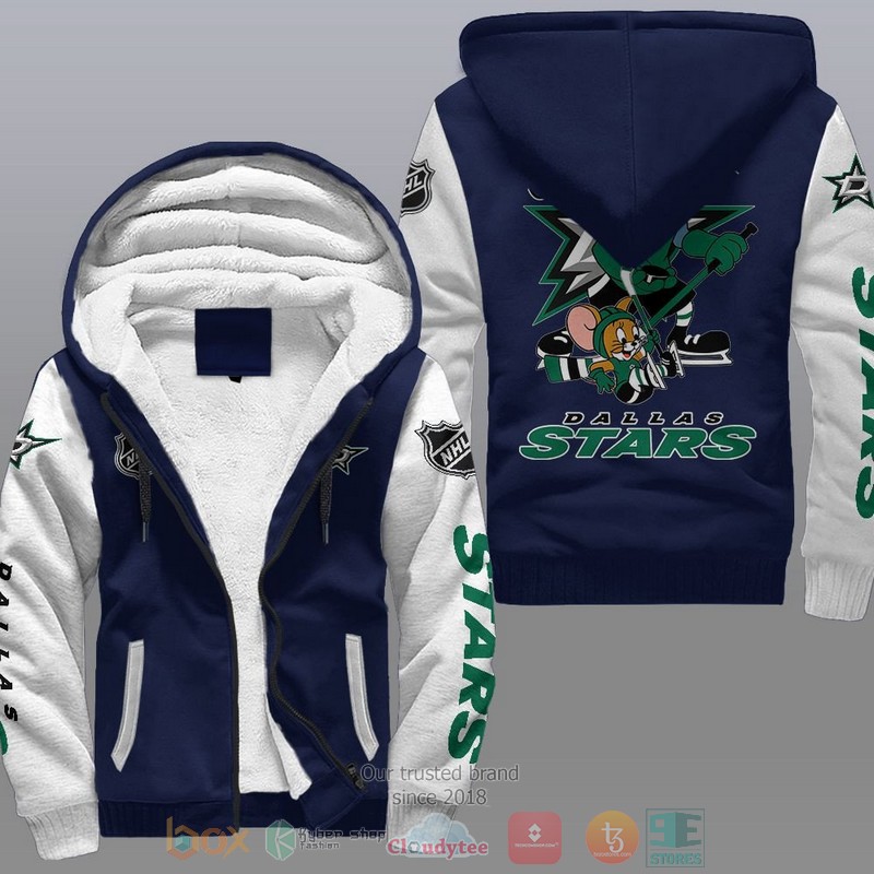 NEW Dallas Stars NHL Tom And Jerry Fleece Hoodie Jacket 3 Dallas Stars NHL Tom And Jerry Fleece Hoodie 1 2
