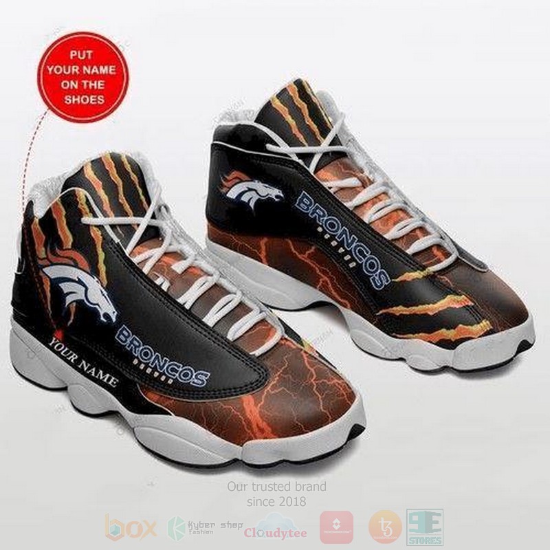 Denver Broncos NFL Football Teams Custom Name Air Jordan 13 Shoes