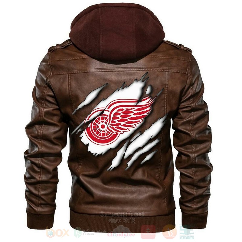BEST Detroit Red Wings NHL Champions Sons of Anarchy Browns Zipper Jacket Leather 4 Detroit Red Wings NHL Hockey Sons of Anarchy Browns Leather Jacket