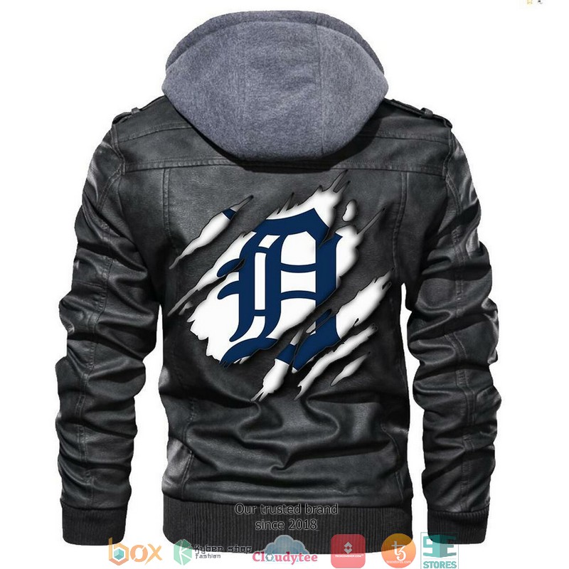 Detroit Tigers MLB Baseball Sons Of Anarchy Black Motorcycle Leather Jacket