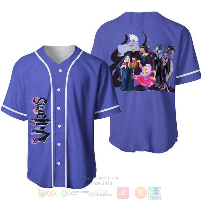 BEST Disney Evil Villains Printed Lavender Purple Baseball Jersey Shirt 7 Disney Evil Villains All Over Print Lavender Purple Baseball Jersey