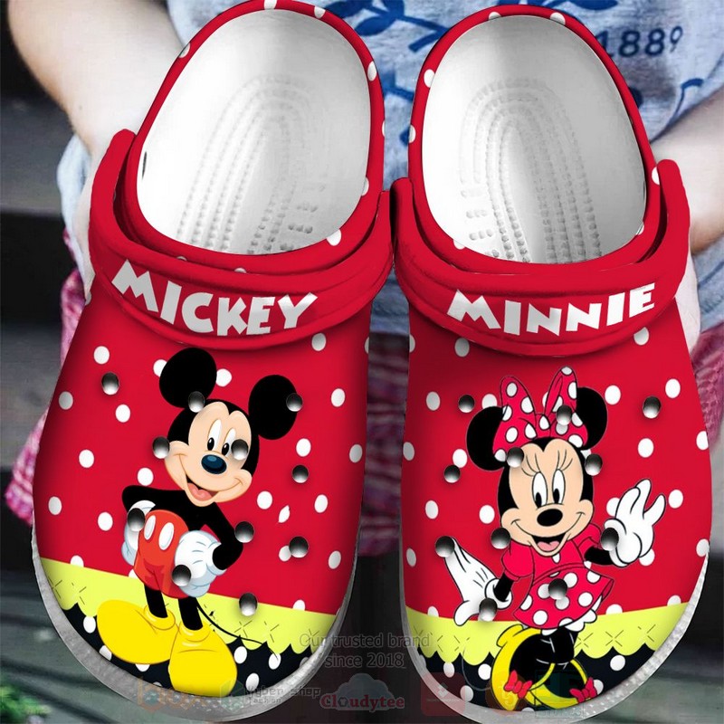 Disney Mickey Mouse and Minnie Mouse Red Yellow Crocband Crocs Clog Shoes