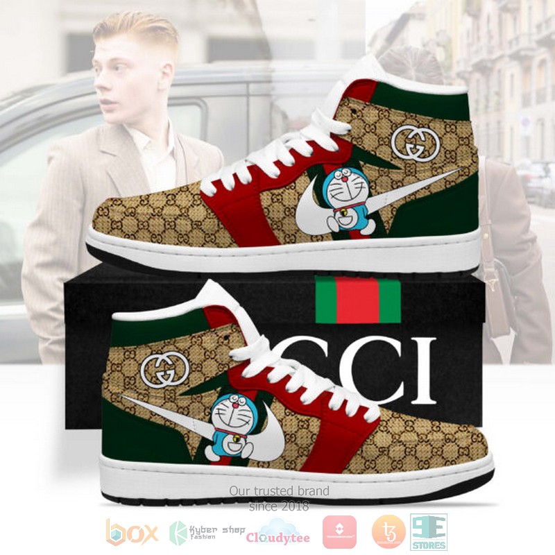 Doraemon X Gucci Brown Pattern X Nike Air Jordan 1 Shoes