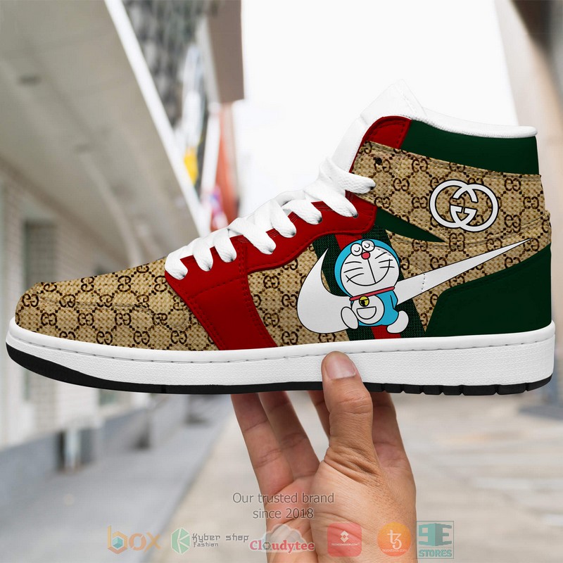 Doraemon X Gucci Brown Pattern X Nike Air Jordan 1 Shoes 1