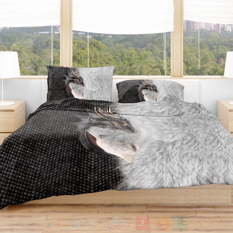 BEST Dragon and Wolf Game of Thrones Duvet Cover Bed Sets 4 Dragon and Wolf Game of Thrones Bedding Set 1 2 3