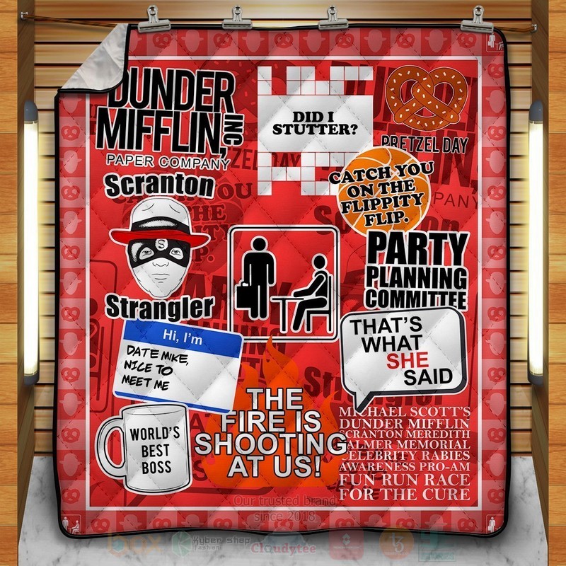 BEST Dunder Mifflin Quotes Quilted Fabric 1 Dunder Mifflin Quotes Quilt