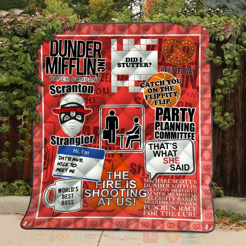 BEST Dunder Mifflin Quotes Quilted Fabric 4 Dunder Mifflin Quotes Quilt 1 2 3
