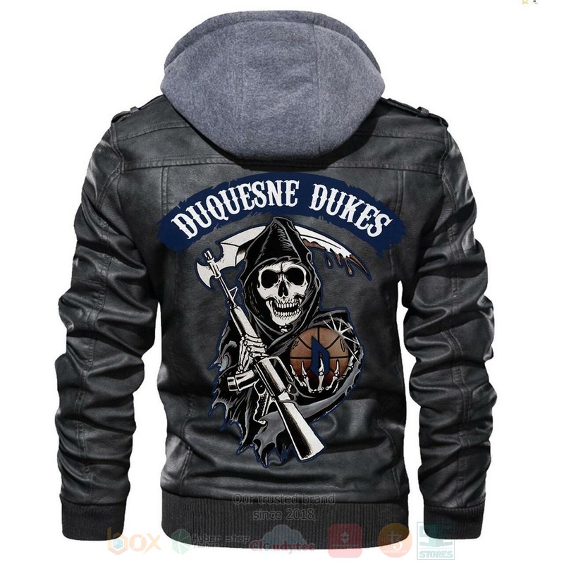 Duquesne Dukes NCAA Basketball Sons of Anarchy Black Motorcycle Leather Jacket