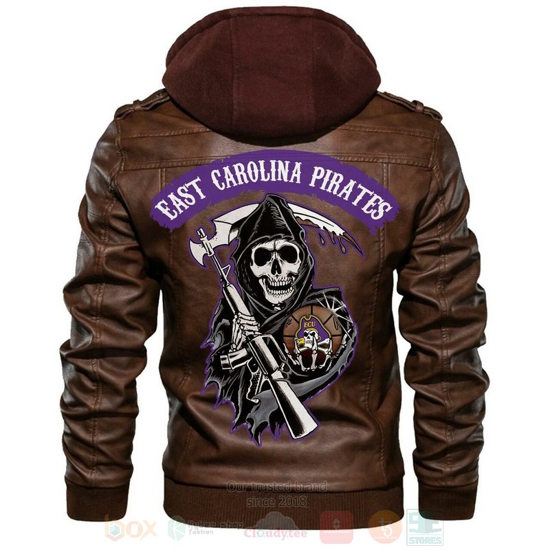 BEST East Carolina Pirates NCAA Champions Sons of Anarchy Browns Zipper Jacket Leather 4 East Carolina Pirates NCAA Basketball Sons of Anarchy Browns Leather Jacket