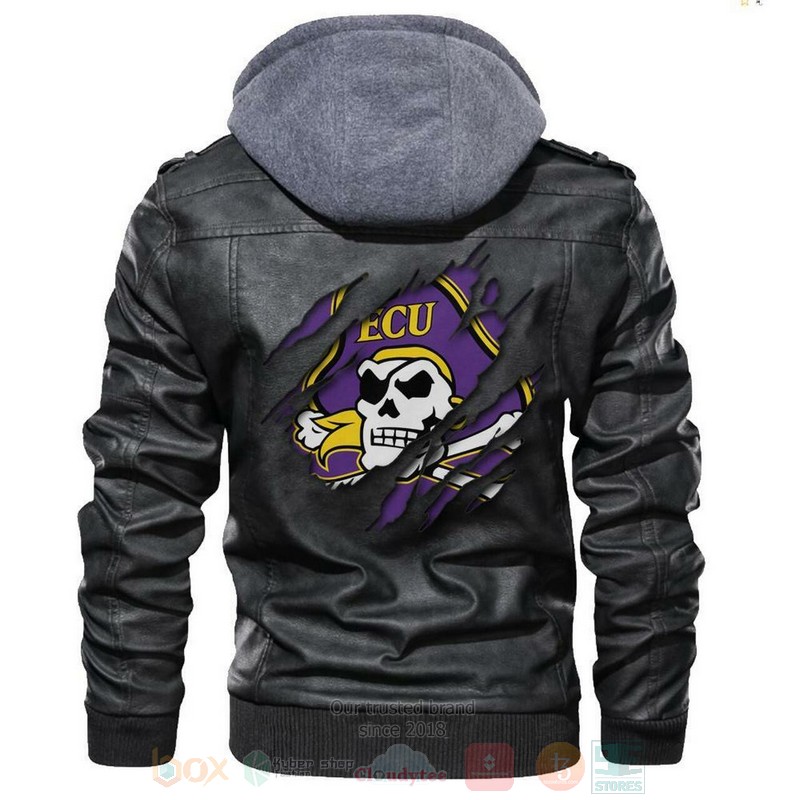 East Carolina Pirates NCAA Black Motorcycle Leather Jacket
